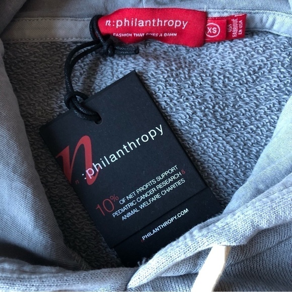 n:Philanthropy Fran Hooded Sweatshirt Gray XS - Picture 12 of 13